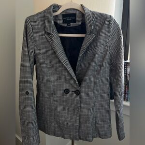 Grey plaid suit blazer jacket XS